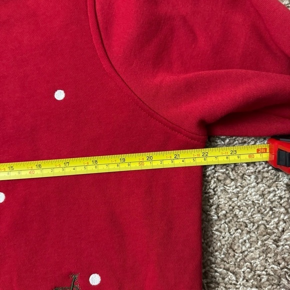 C & K Designs Women’s Red Button Up Embroidered Double Collar Sweater Medium - Picture 5 of 7